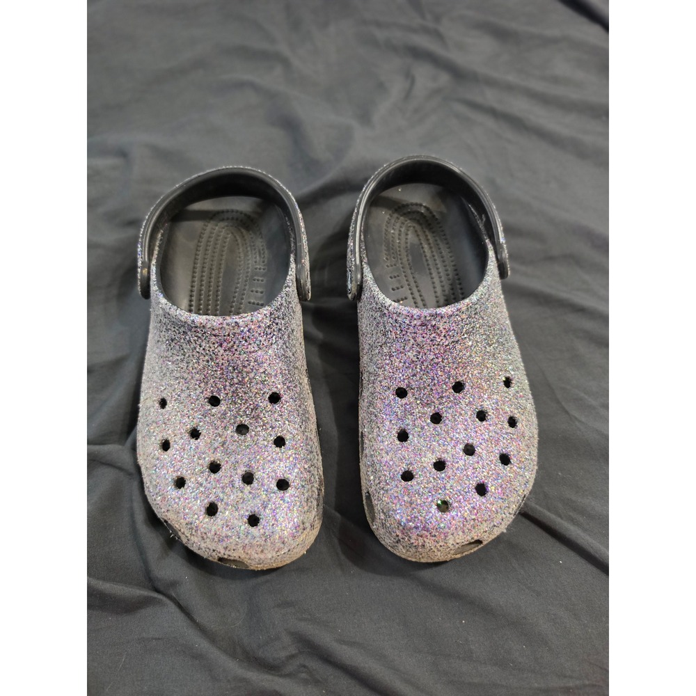 Crocs Classic Glitter Clogs Multi Color Sparkle Silver Purple M7 W9